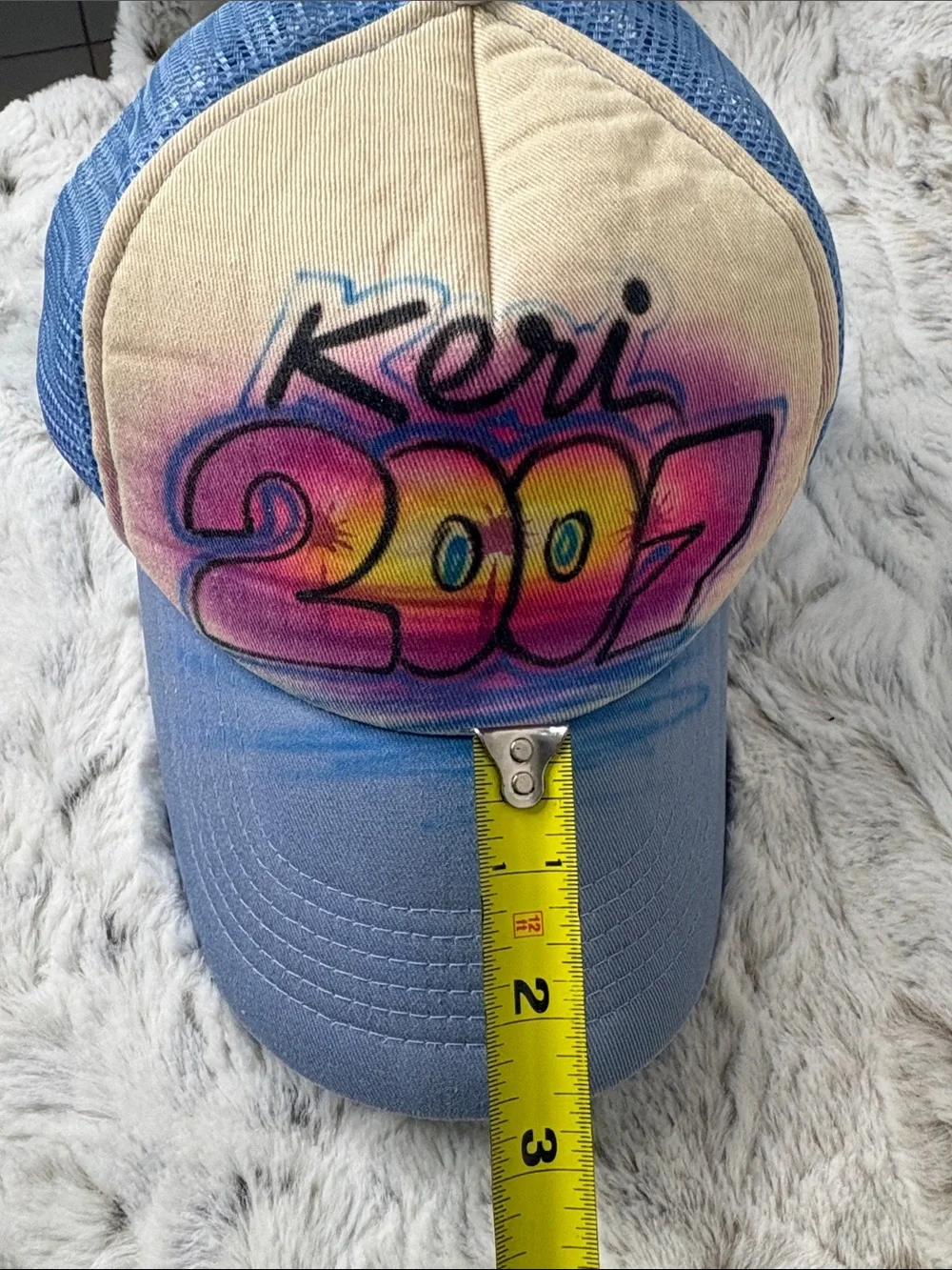 2007 Airbrushed Blue Cotton Trucker Hat